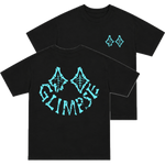 "Skeletal Glimpse" Tee - BLACK/CYAN