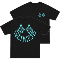 "Skeletal Glimpse" Tee - BLACK/CYAN