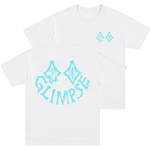 "Skeletal Glimpse" Tee - WHITE/CYAN