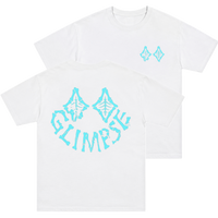 "Skeletal Glimpse" Tee - WHITE/CYAN