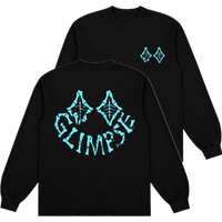 "Skeletal Glimpse" Long Sleeve - BLACK/CYAN