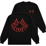 "Skeletal Glimpse" Long Sleeve - BLACK/RED