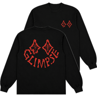 "Skeletal Glimpse" Long Sleeve - BLACK/RED