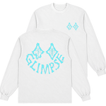 "Skeletal Glimpse" Long Sleeve - WHITE/CYAN