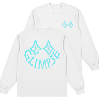 "Skeletal Glimpse" Long Sleeve - WHITE/CYAN